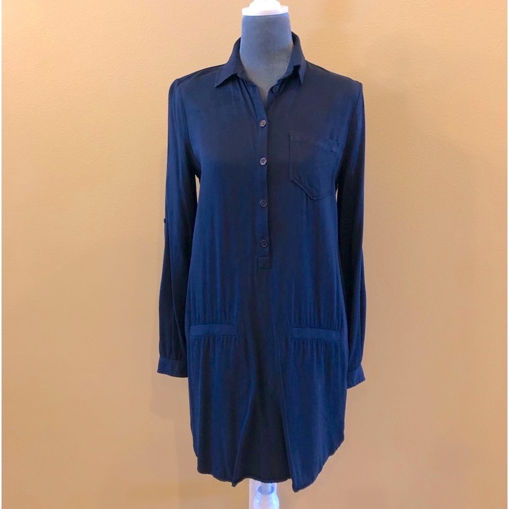 Lacoste Shirt Dress, Viscose, slight bi-level length front to back, flattering